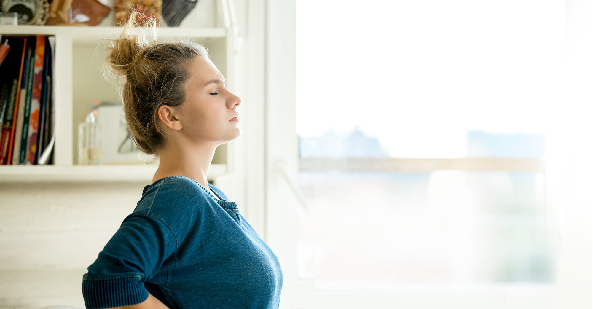 Girl smelling air